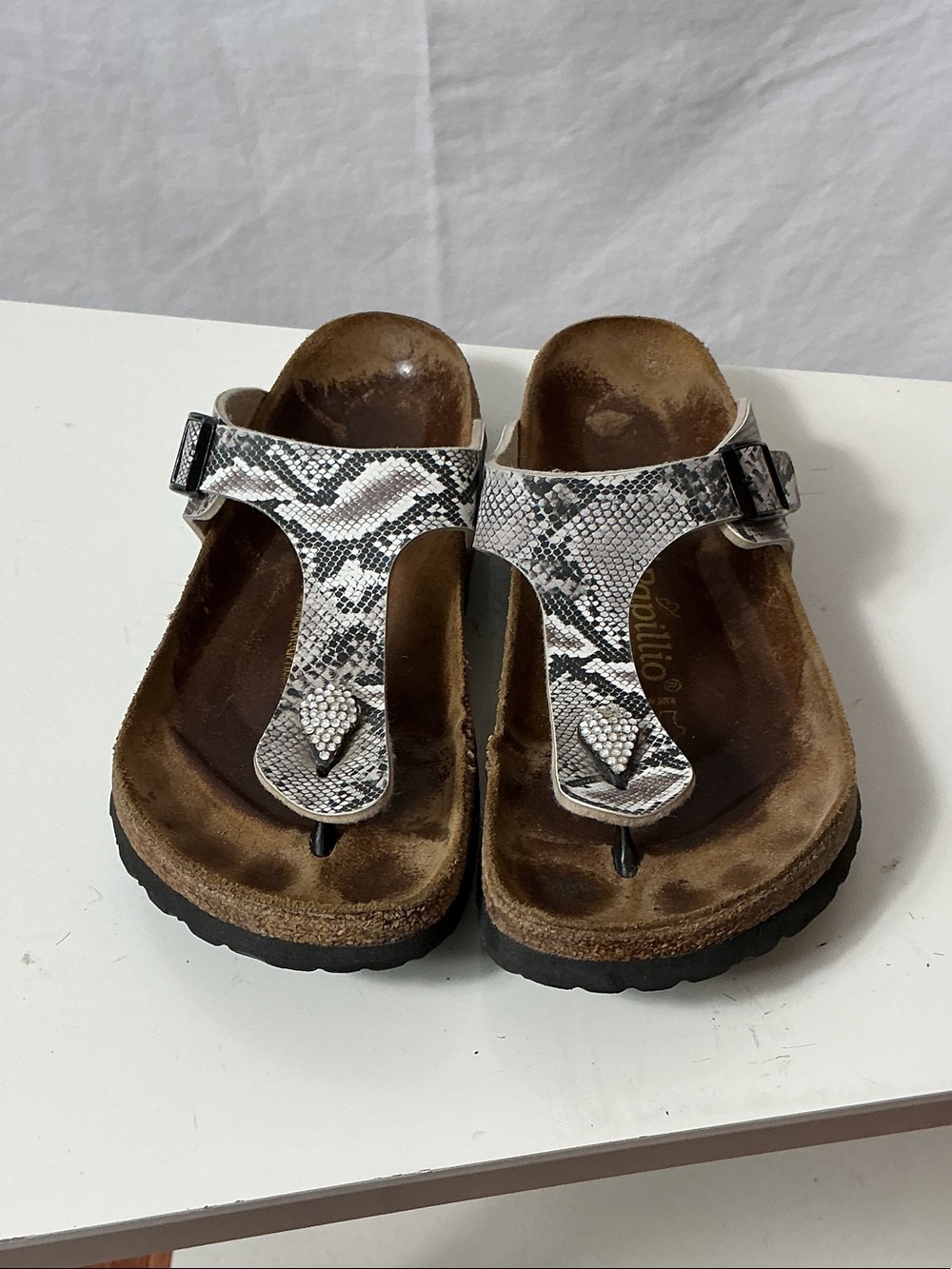 Birkenstock Snake-Print Toe-Thong Sandals